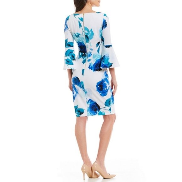 CALVIN KLEIN FLORAL BELL SLEEVES DRESS NWT - Picture 3 of 3